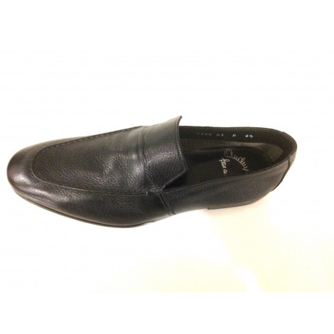 SCARPE UOMO SANTONI MOCASSINO NERO PELLE MARTELLATA CERVO   FATTA A MANO 52