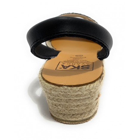 Sandalo minorchina Ska Shoes fondo corda Creta tc 40 pelle nero/ glitter DS22SK10