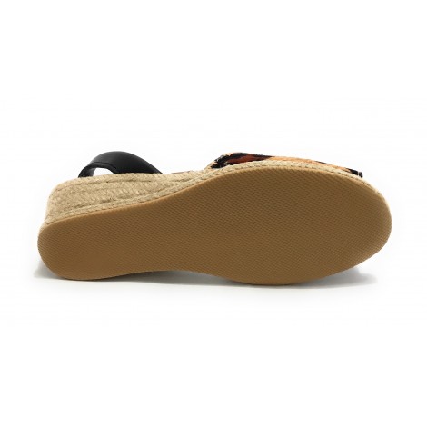 Sandalo minorchina Ska Shoes fondo corda Creta tc 40 leopardato/ nero DS22SK08