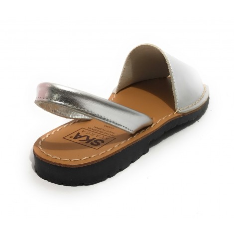 Sandalo donna minorchina Ska Shoes Ibiza in pelle silver DS22SK18