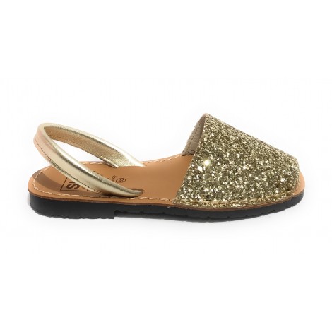 Sandalo donna minorchina Ska Shoes Ibiza in pelle gold/ glitter DS22SK19
