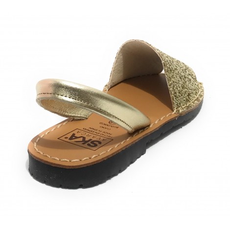 Sandalo donna minorchina Ska Shoes Ibiza in pelle gold/ glitter DS22SK19