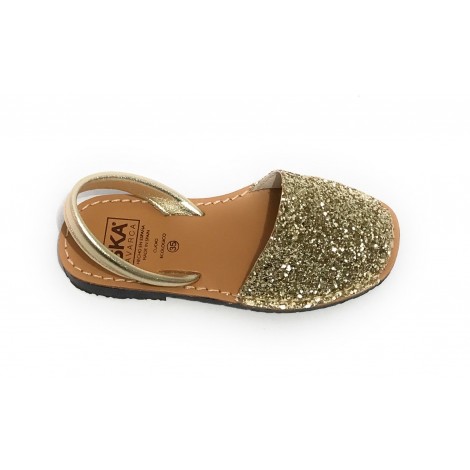 Sandalo donna minorchina Ska Shoes Ibiza in pelle gold/ glitter DS22SK19