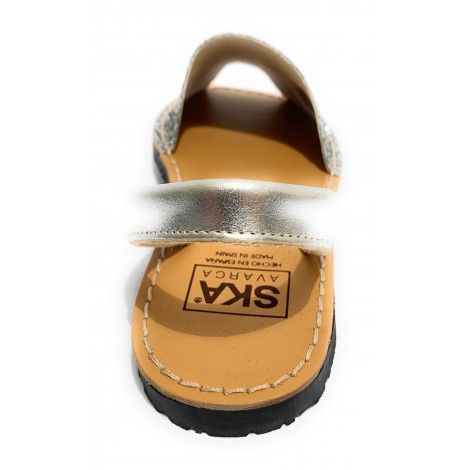 Sandalo donna minorchina Ska Shoes Ibiza in pelle silver/ glitter DS22SK24