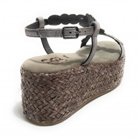 Scarpe donna Elite sandalo zeppa TC 70 in pelle/ suede grigio DS22EL17 923