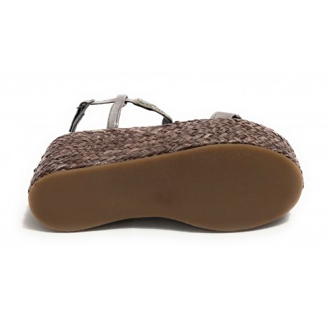 Scarpe donna Elite sandalo zeppa TC 70 in pelle/ suede grigio DS22EL17 923