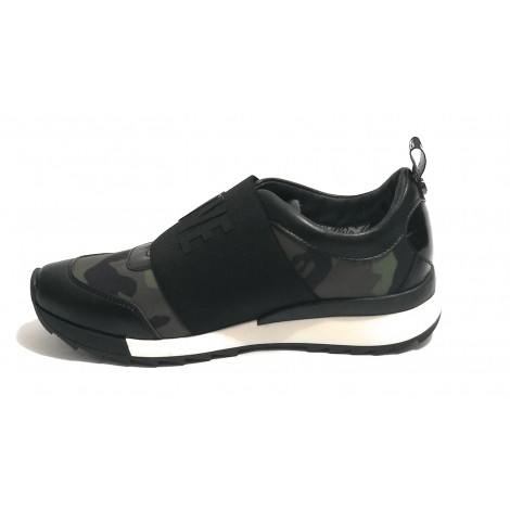 SCARPE DONNA SLIP-ON FONDO RUNNING LOVE MOSCHINO CAMO FASCIA LOGO D19MO19