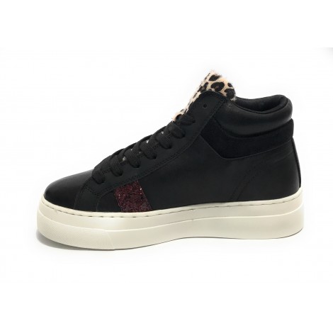 Scarpe donna Gold&gold sneaker alto ecopelle nero D23GG14 GB548