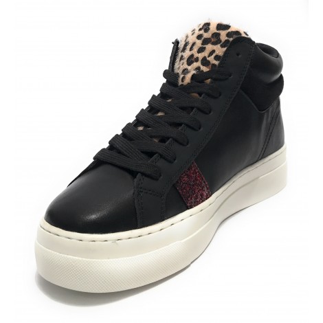 Scarpe donna Gold&gold sneaker alto ecopelle nero D23GG14 GB548