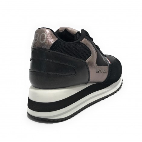 Scarpe donna US Polo sneaker running Sylvi 001C in suede/ ecopelle black/ peltro D23UP05