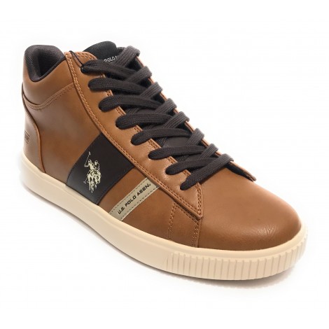 Scarpe U.S. Polo sneaker alto Tymes003 in ecopelle cuoio uomo U23UP21