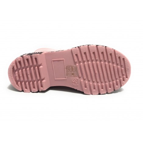 Scarpe donna Moschino anfibio pvc Marta rosa lucido multilogo D23MO16 JA24273
