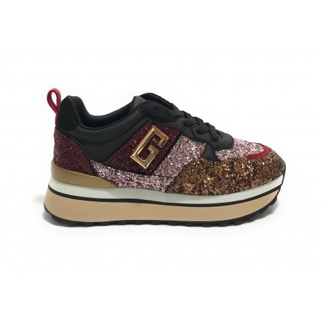 Scarpe donna sneaker Gold&gold ecopelle / glitter bronzo D23GG31 GB521