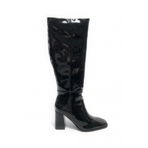 Scarpe donna stivale alto Gold&gold in ecopelle nero vernice D23GG35 GF115