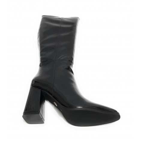 Scarpe donna stivale alto Gold&gold in ecopelle nero vernice D23GG35 GF115