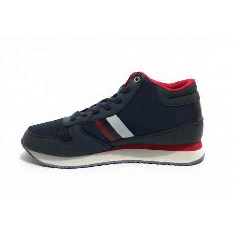 Scarpe U.S. Polo sneaker alto Nobil 008 in ecopelle/ tessuto blue uomo U23UP29