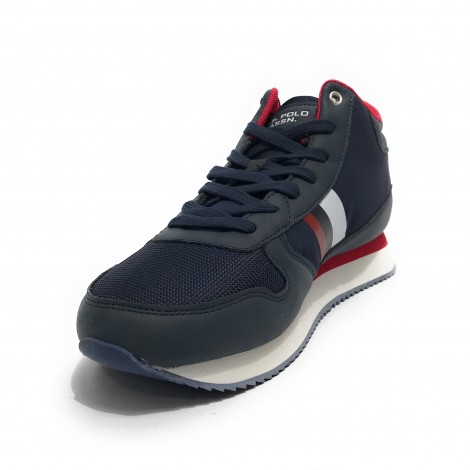 Scarpe U.S. Polo sneaker alto Nobil 008 in ecopelle/ tessuto blue uomo U23UP29