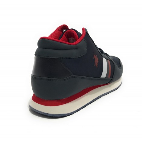 Scarpe U.S. Polo sneaker alto Nobil 008 in ecopelle/ tessuto blue uomo U23UP29