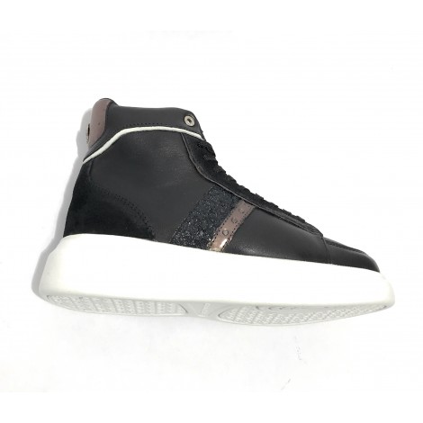 Scarpe donna US Polo sneaker alto Cardi006 in pelle black/ silver D23UP10