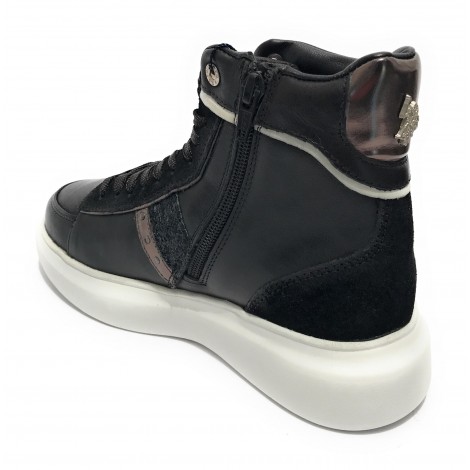 Scarpe donna US Polo sneaker alto Cardi006 in pelle black/ silver D23UP10