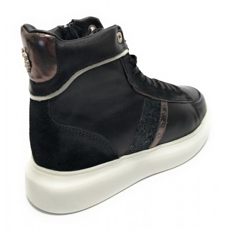 Scarpe donna US Polo sneaker alto Cardi006 in pelle black/ silver D23UP10