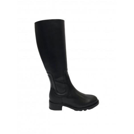 Scarpe donna Elite stivale con gambale alto fondo classico in pelle nero D23EL07 453