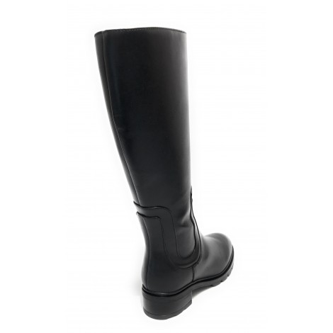 Scarpe donna Elite stivale con gambale alto fondo classico in pelle nero D23EL07 453