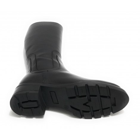 Scarpe donna Elite stivale con gambale alto fondo classico in pelle nero D23EL07 453