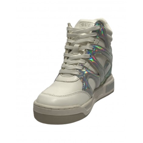 Scarpe donna Guess sneaker alto Lisa con zeppa white/ silver DS23GU19 FL5LISSMA12