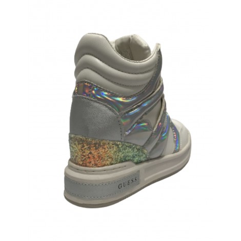 Scarpe donna Guess sneaker alto Lisa con zeppa white/ silver DS23GU19 FL5LISSMA12