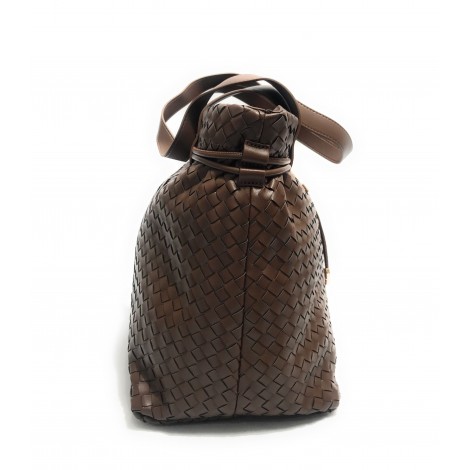 Borsa donna Fracomina a spalla shopping bag ecopelle intrecciato marrone BS23FR01 FA23SBA004P411S5-091