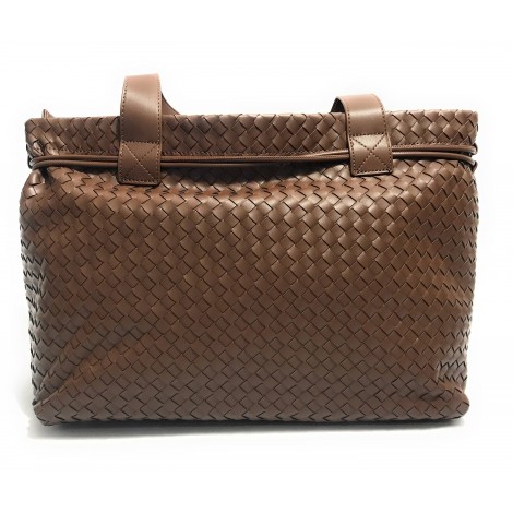 Borsa donna Fracomina a spalla shopping bag ecopelle intrecciato marrone BS23FR01 FA23SBA004P411S5-091
