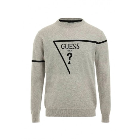 Pullover uomo Guess girocollo rob cn logo sweater grigio ES23GU17 M3RR13Z33R1