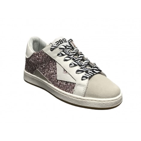 Scarpe 2B12 sneaker Mini Suprime-25 pelle lilla / bianco/ glitter ZS23QB03