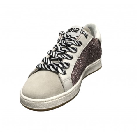Scarpe 2B12 sneaker Mini Suprime-25 pelle lilla / bianco/ glitter ZS23QB03
