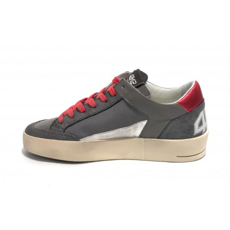 Scarpe uomo 4B12 sneakers in pelle asphalt/ red all over US23QB09 KYLE-U733