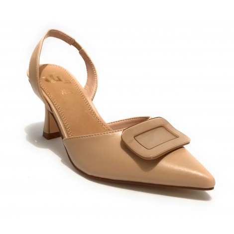 Scarpe donna Gold&gold decollete tallone aperto tc 80 beige GP23-201 DS23GG02