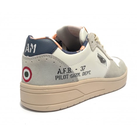 Sneaker Aeronautica Militare running in pelle bianco/ grigio US23AR06 231SC235PL178