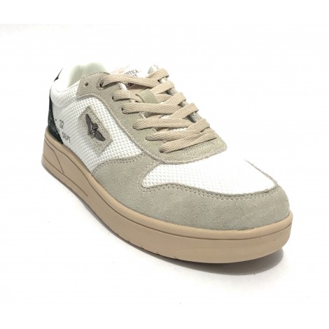 Sneaker Aeronautica Militare running in pelle/ tessuto bianco/ verde US23AR07 231SC235CT3096