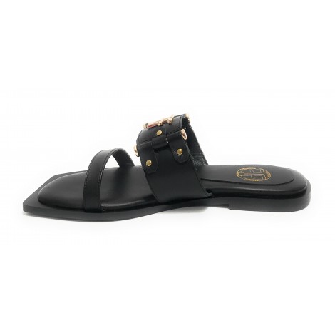 Scarpe donna ciabatta Fracomina in pelle nero DS23FR03 F723SS8001L40101-053