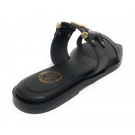 Scarpe donna ciabatta Fracomina in pelle nero DS23FR03 F723SS8001L40101-053