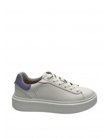 Scarpe donna Ambitious 12151W sneakers in pelle white/ purple fondo alto DS23AM01