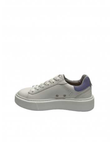Scarpe donna Ambitious 12151W sneakers in pelle white/ purple fondo alto DS23AM01