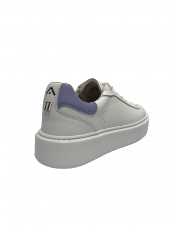 Scarpe donna Ambitious 12151W sneakers in pelle white/ purple fondo alto DS23AM01