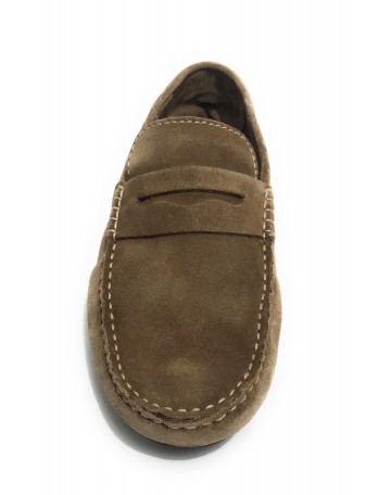 Mocassino tubolare uomo  in pelle scamosciata taupe US23EL02 2051