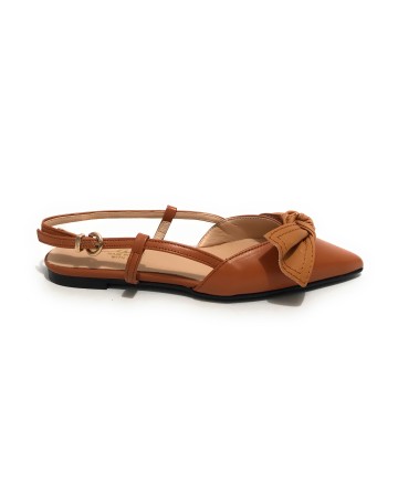 Scarpe donna Elite sabot con tallone aperto a punta in pelle color cuoio/ senape DS22EL06 4525