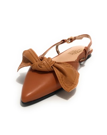 Scarpe donna Elite sabot con tallone aperto a punta in pelle color cuoio/ senape DS22EL06 4525