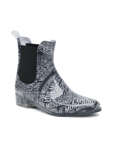 Scarpe donna Moschino stivaletto pioggia rainboot pvc trasparente multilogo D22MO04 JA21163