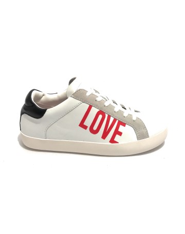 Scarpe donna Love Moschino sneaker in pelle bianco/ nero DS22MO20 JA15532