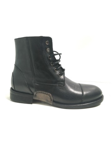 SCARPE UOMO CAVALLINI POLACCHINO CHELSEA PELLE LAVATA NERA HAND MADE U17CA02